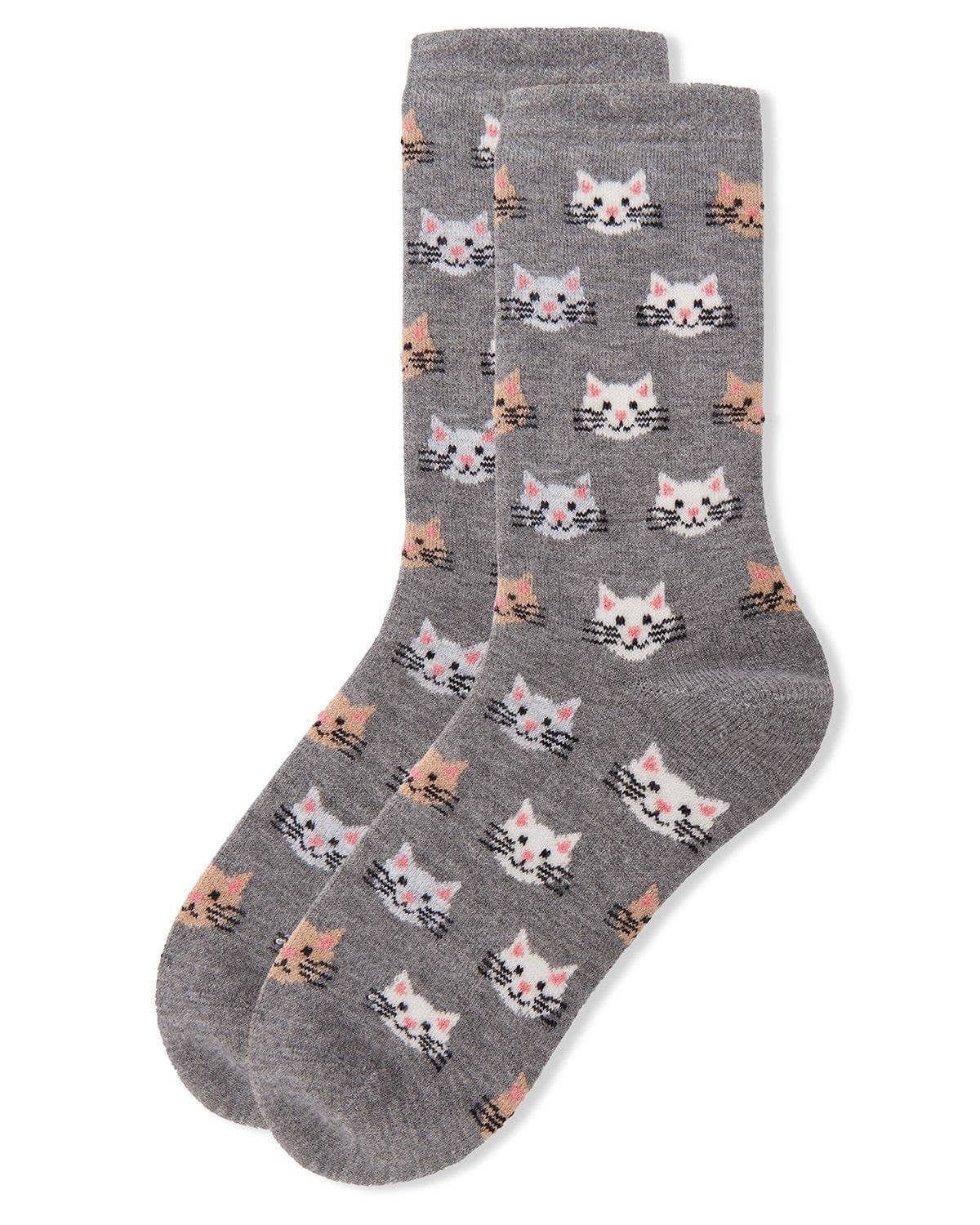 Cat Face Cashmere Women's Crew Socks