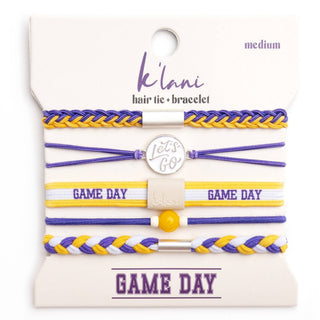Game Day Purple & Yellow Hair Tie Bracelets by K'lani