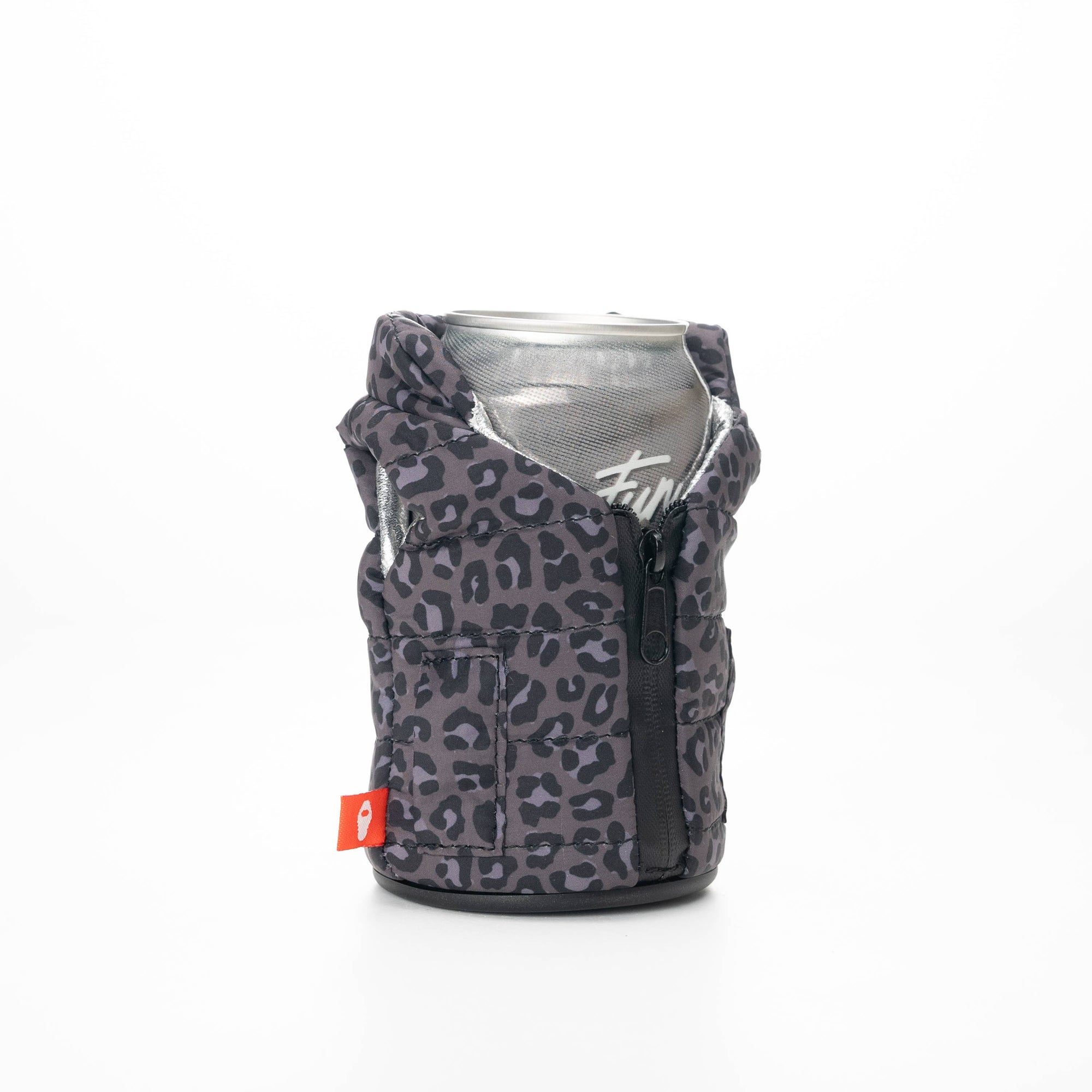 The Puffy Vest - Insulated 12oz Drink Sleeve - Black Leopard