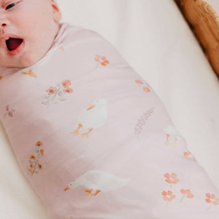 Gigi Goose Print Knit Swaddle Blanket
