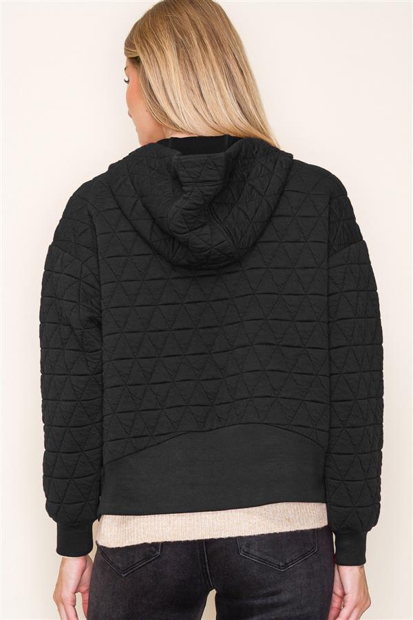 Quilted Solid Color Hooded Jacket