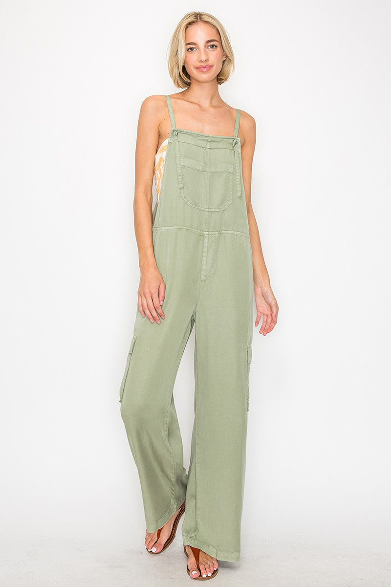 Wide Leg Tencel Overalls FINAL SALE