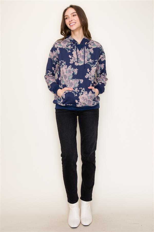 Floral Printed Hoodie Top