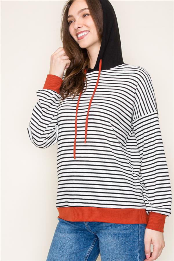 Striped Hoodie Top