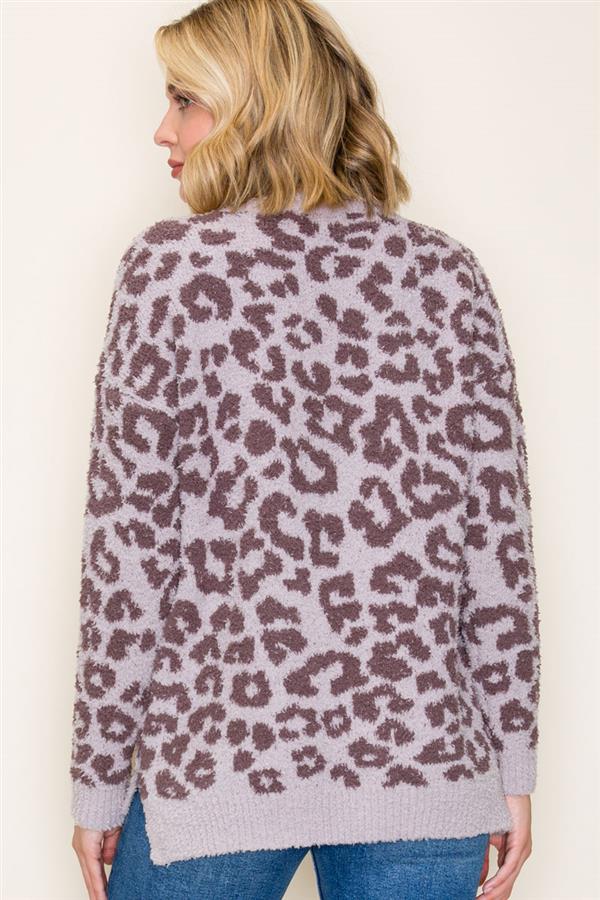 Fuzzy Leopard Print Sweater