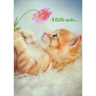 Greeting Card Kitten Holding Flower