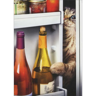 Greeting Card Cat Peeking In Fridge