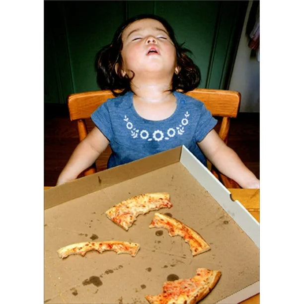 Sleeping Pizza Girl Greeting Card