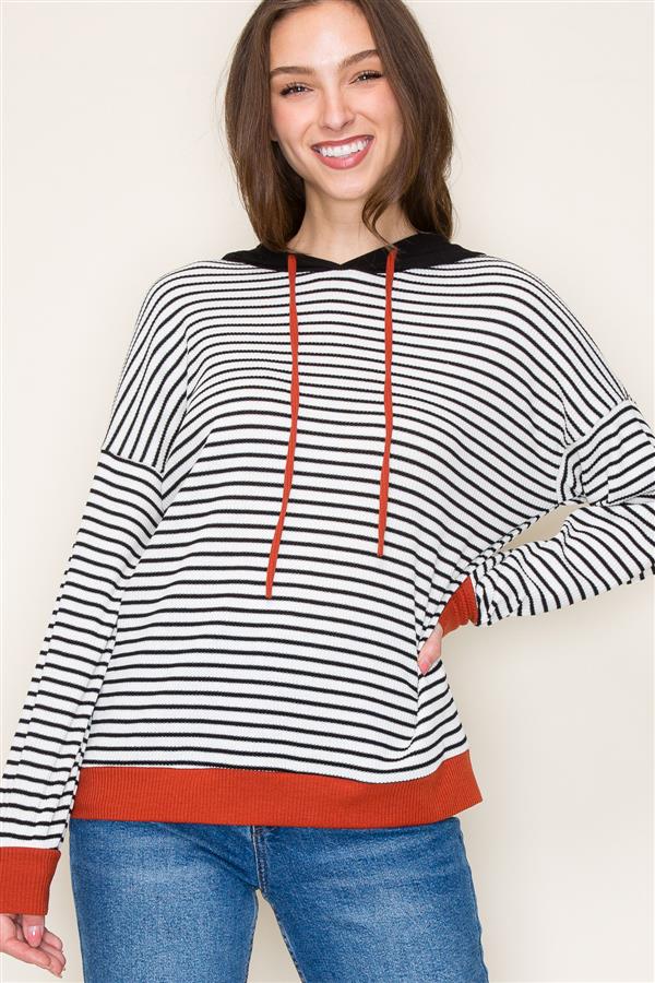 Striped Hoodie Top