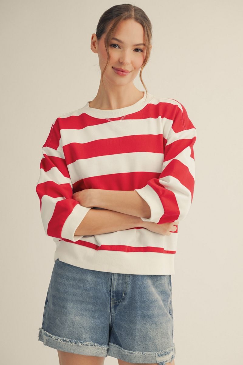 Bold Stripe 3/4 Sleeve Top