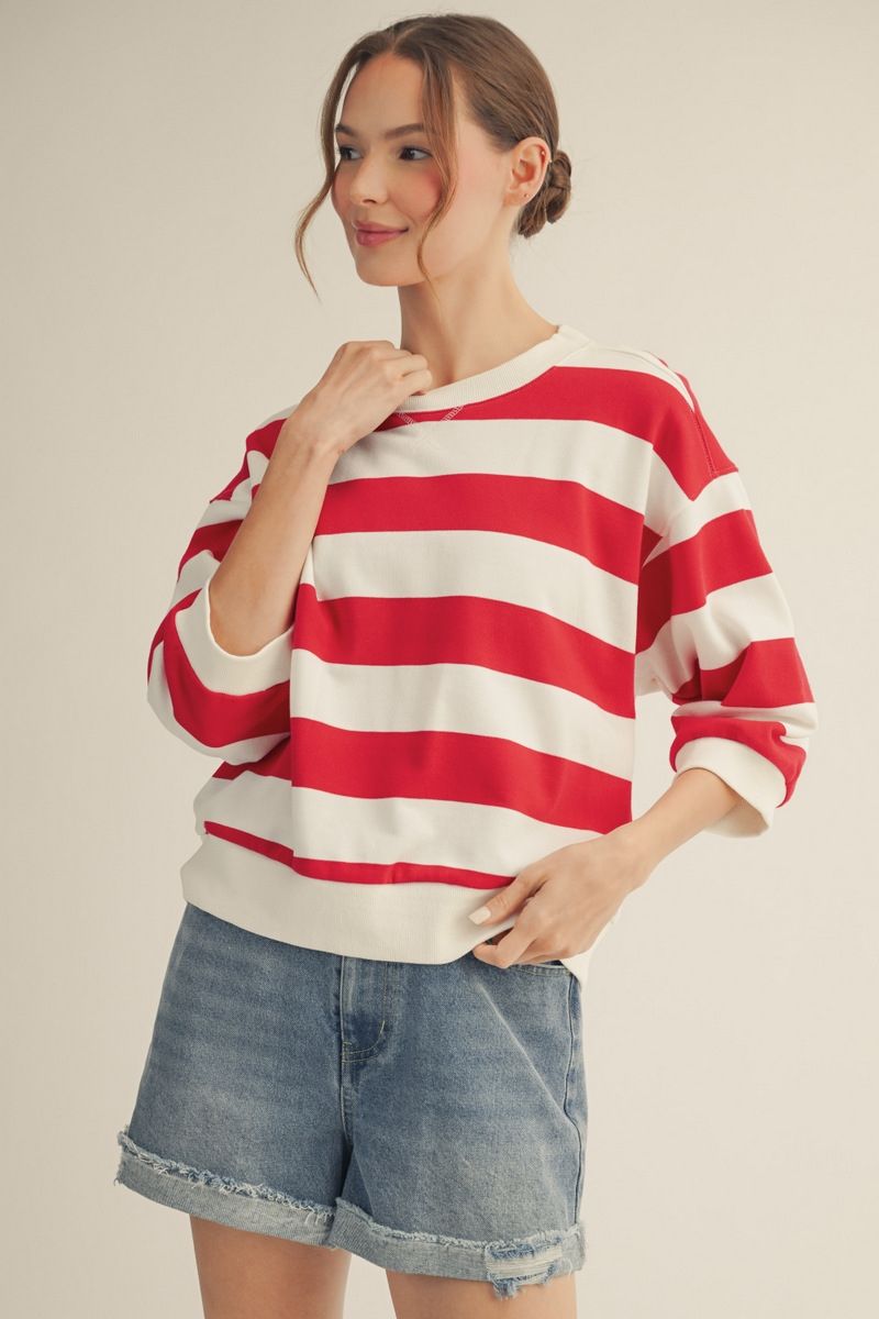 Bold Stripe 3/4 Sleeve Top