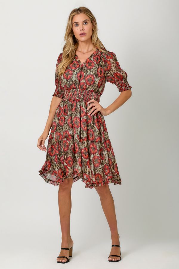 Lurex Floral Print Dress