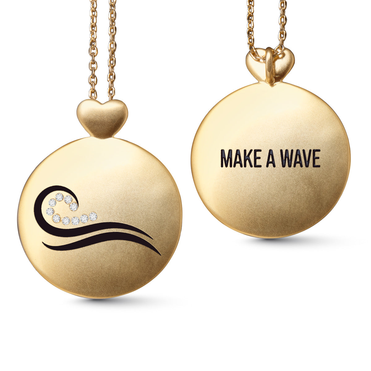 Gold Necklace w/ Wave Pendant