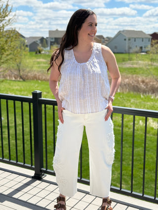 Risen Slouchy Barrel Floral Patch Pants FINAL SALE