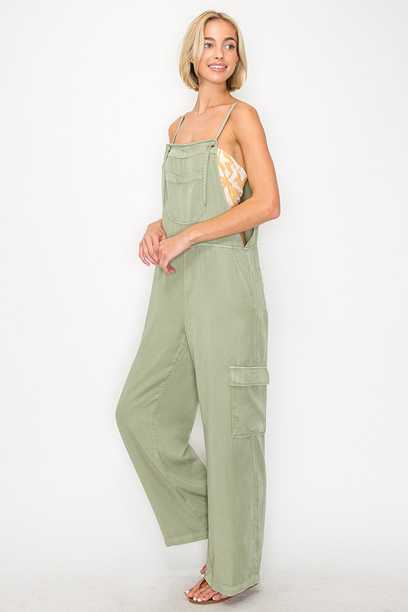 Wide Leg Tencel Overalls FINAL SALE