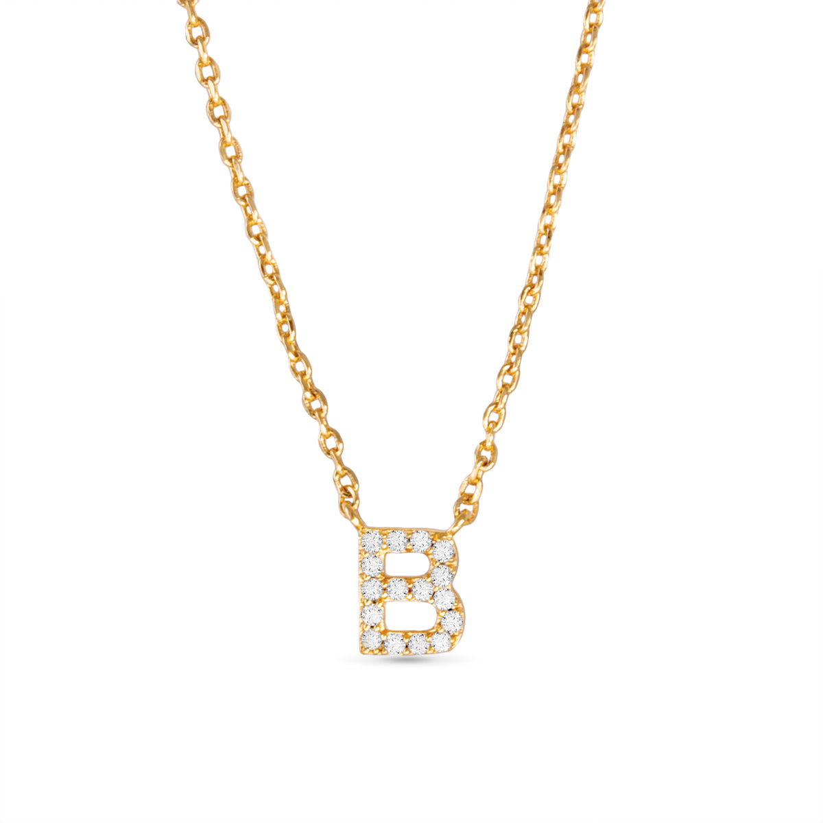 Gold CZ Initial Necklace - B