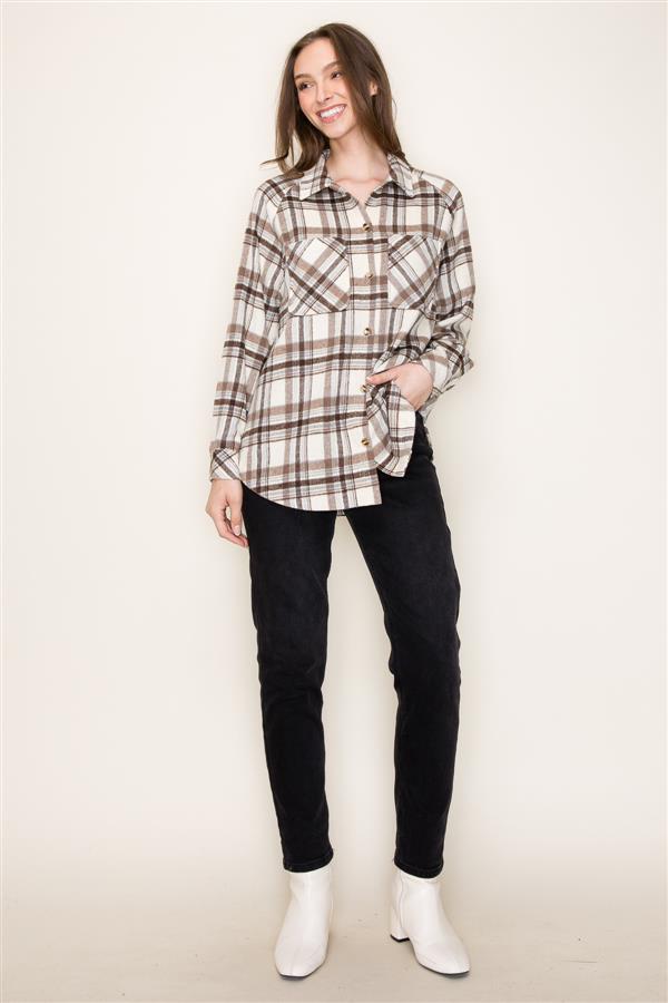 Collared Button Down Plaid Shirt