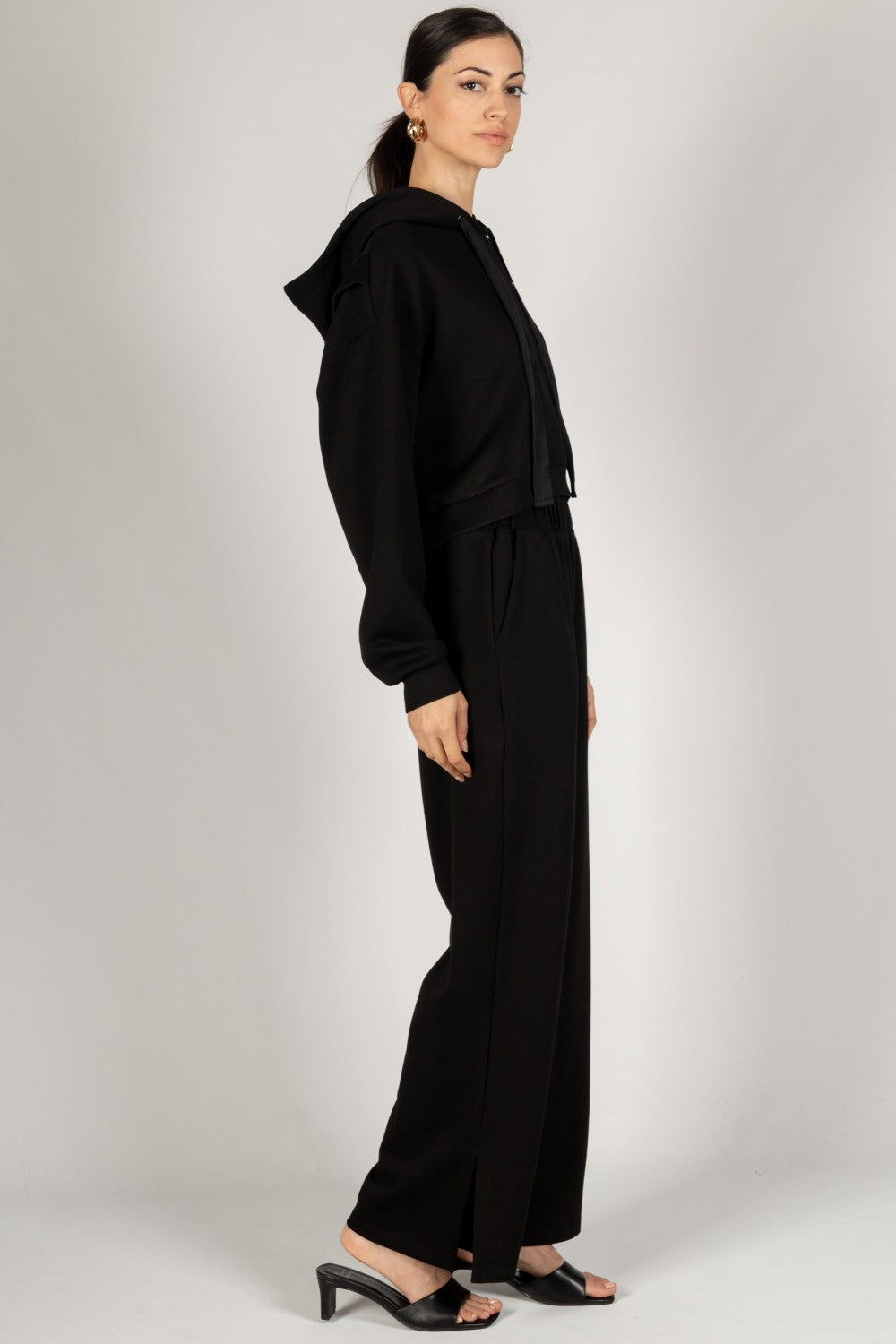 Modal Wide Leg Pants w/ Bottom Slits FINAL SALE