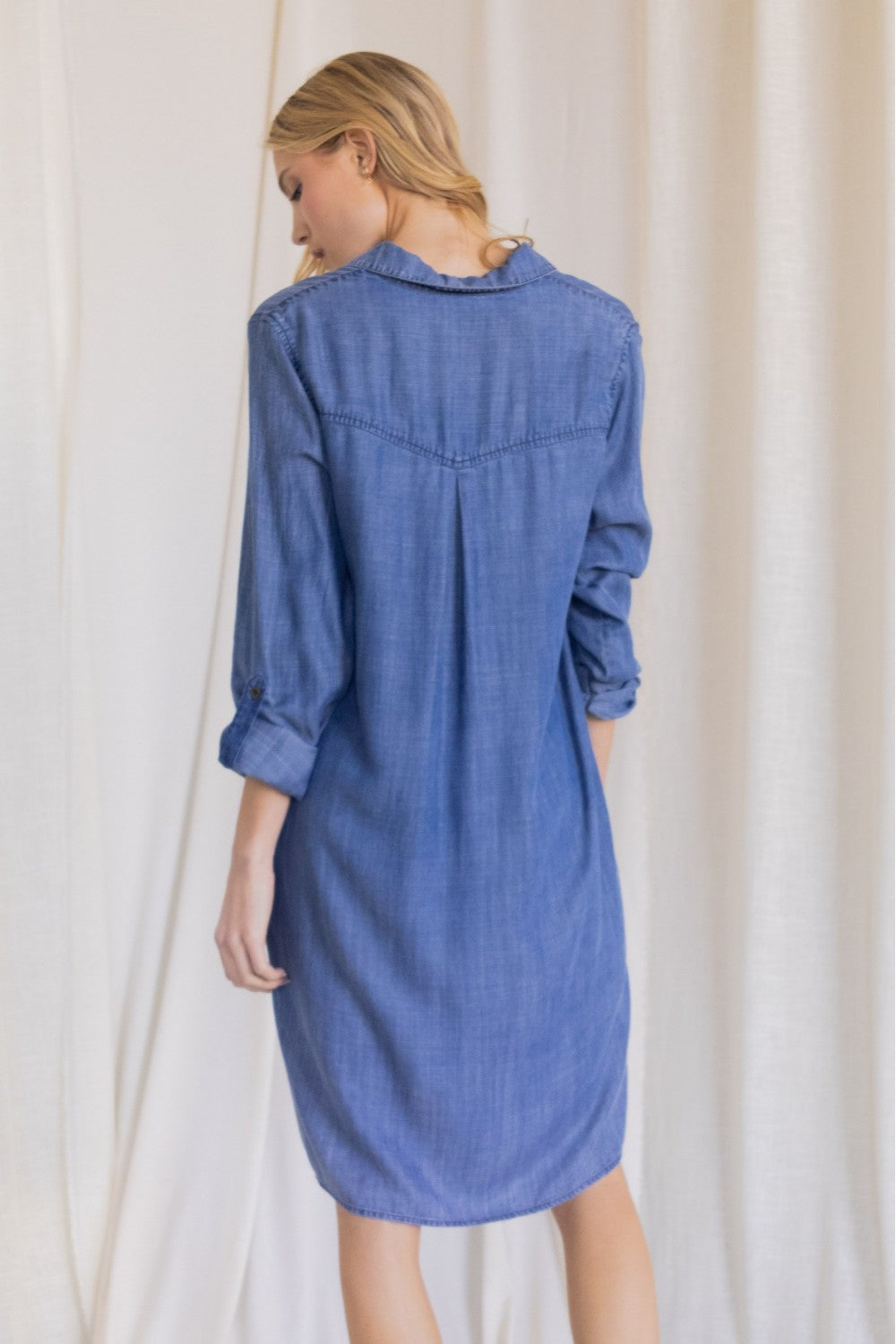 Tencel Fabric Dress w/ Convertible Sleeves