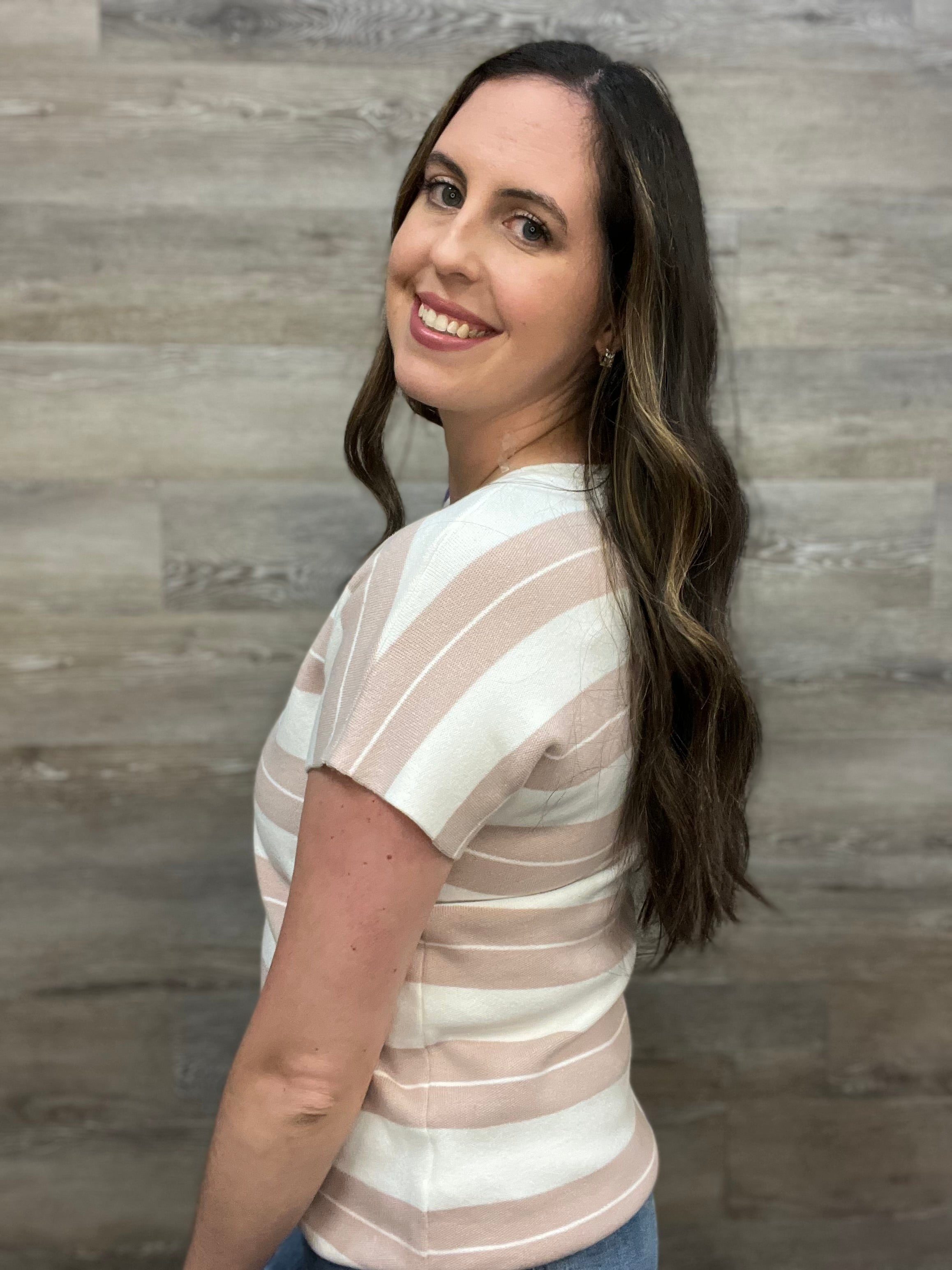 Color Block Short Sleeve Sweater FINAL SALE