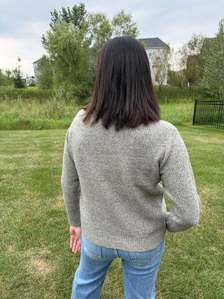 Women's Ribbed Loose Fit Crew Neck Sweater