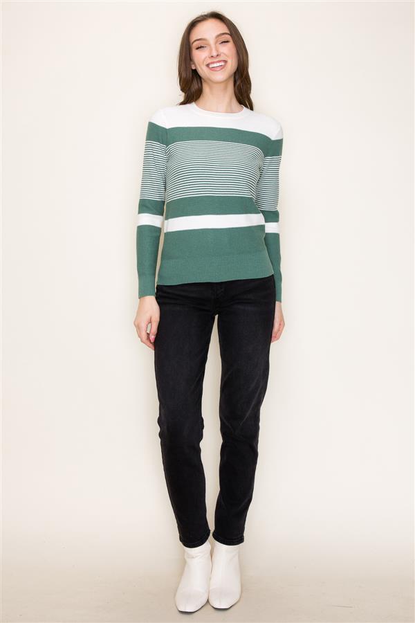 Mini Waffle Color Blocked Sweater