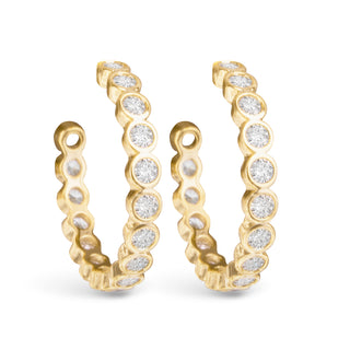 Gold Bezel CZ Hoop Earrings