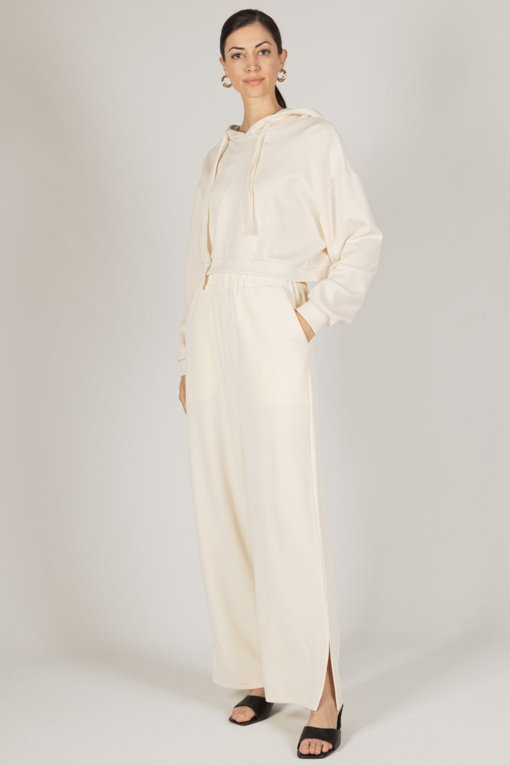 Modal Wide Leg Pants w/ Bottom Slits FINAL SALE