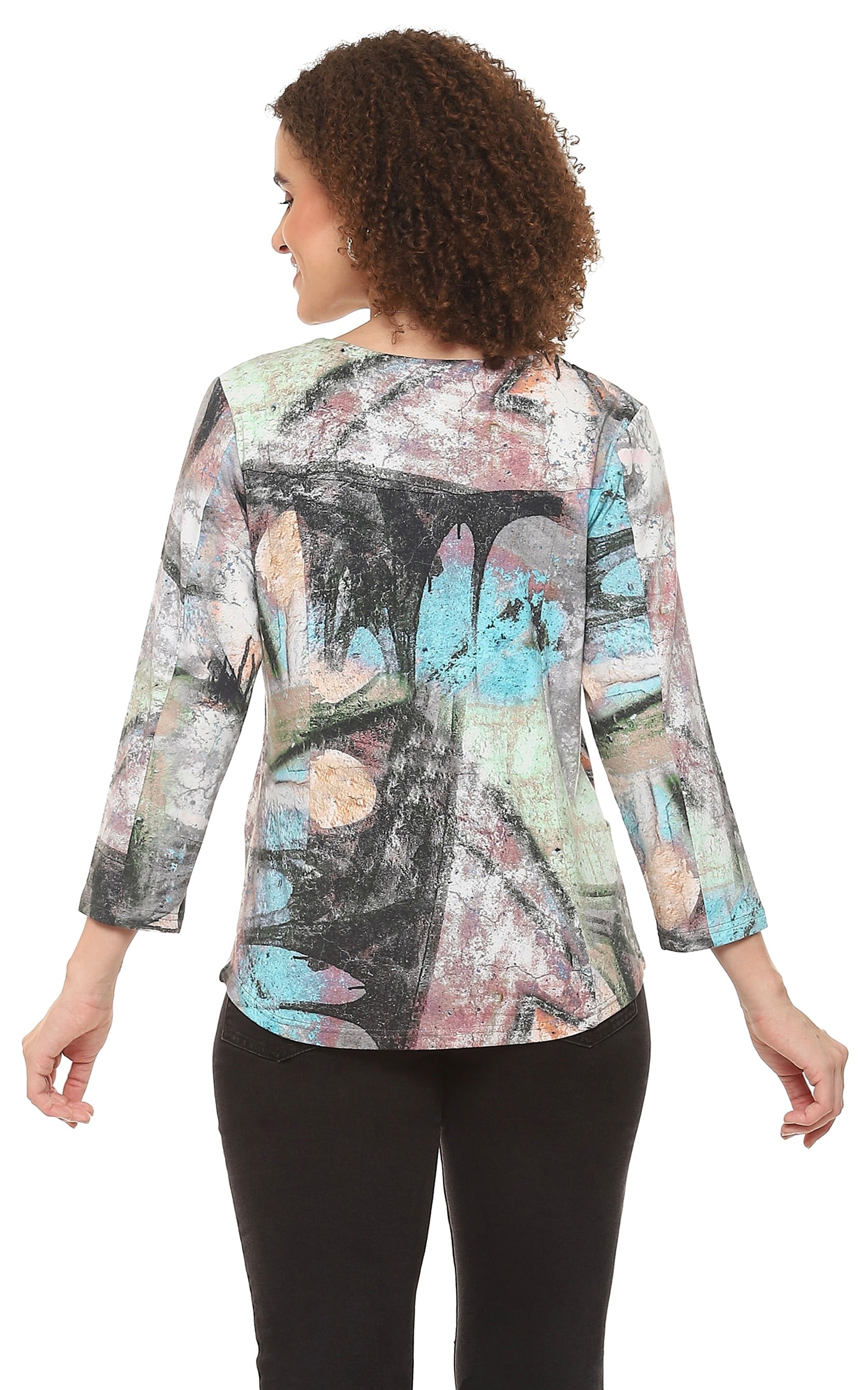 Nyla Abstract Print Button Top