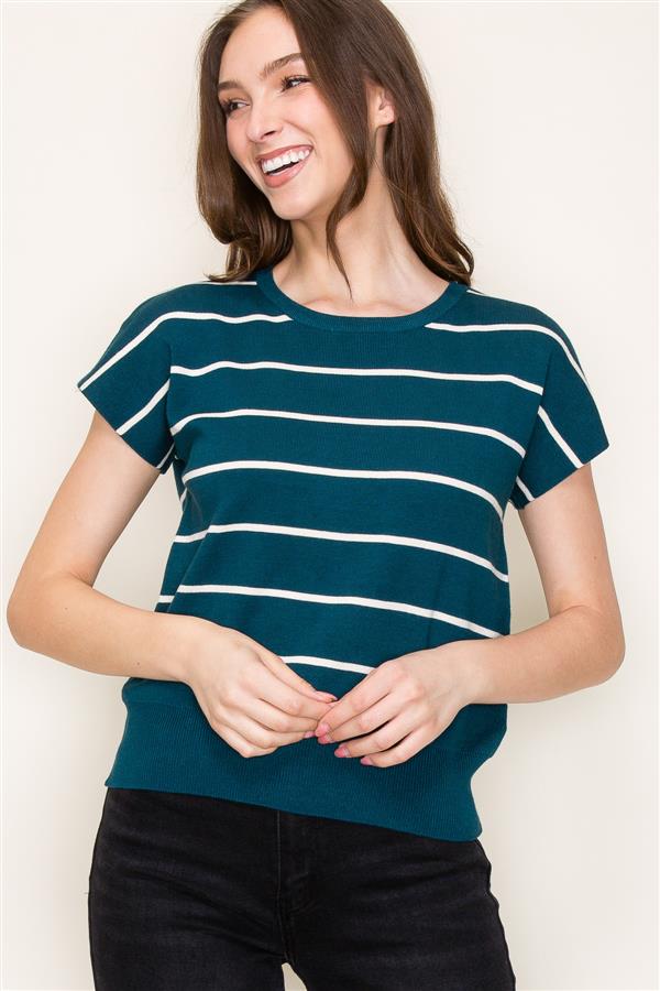 Striped Short Sleeve Sweater FINAL SALE