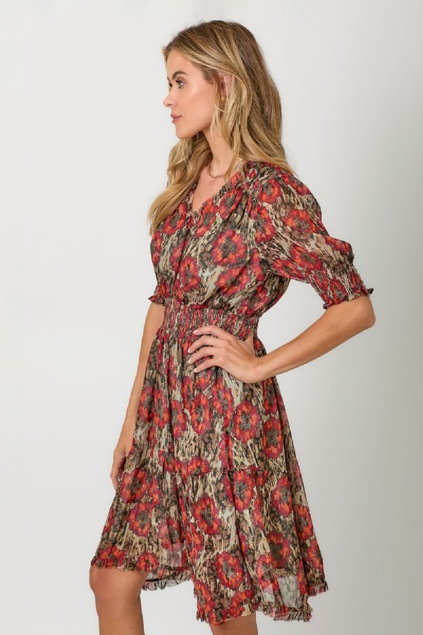 Lurex Floral Print Dress