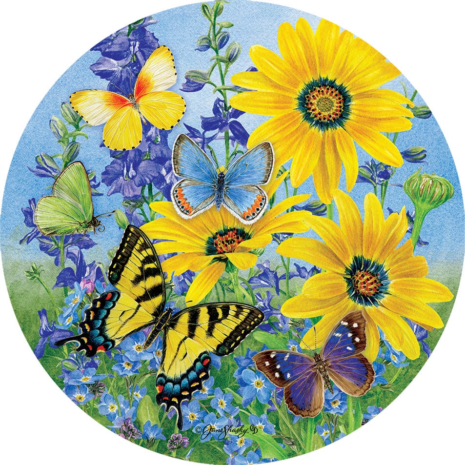 Blue & Yellow Butterflies 6" Round Accent Magnet
