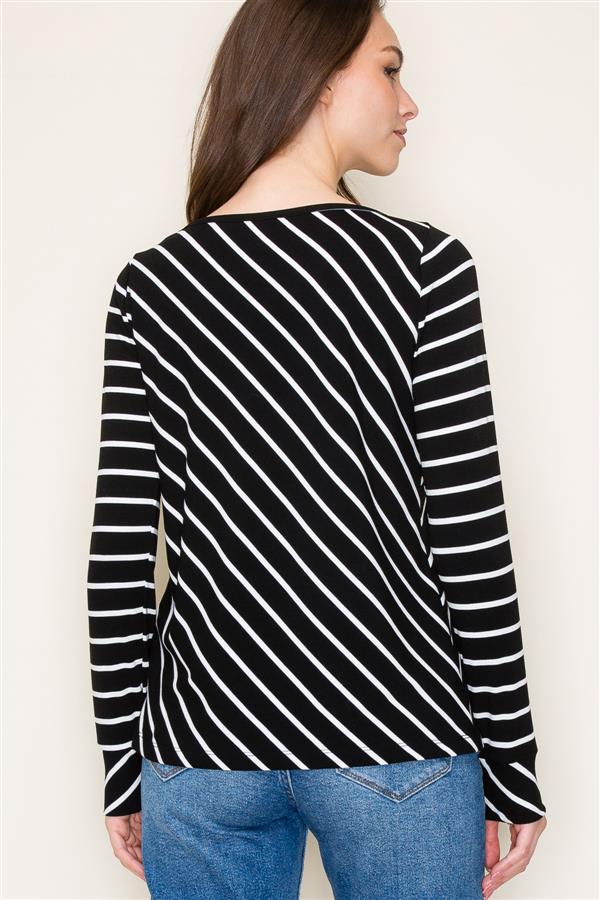 Boat Neck Striped Baby Ribbed Top