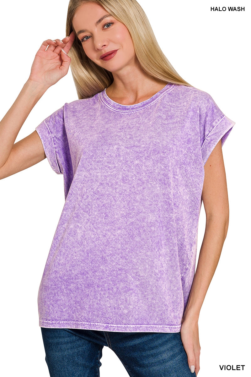 Halo Washed Cuffed Short Sleeve Tee