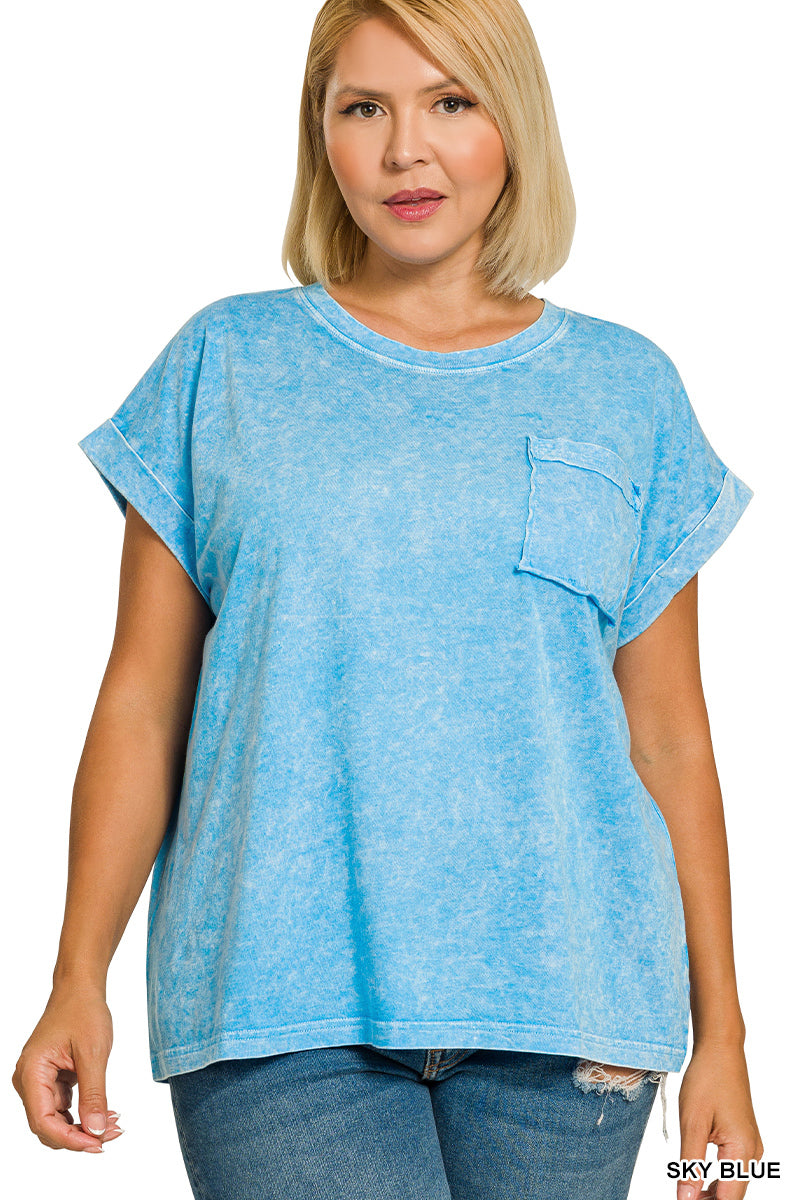 Plus Halo Snow Washed Cuffed Sleeve Tee