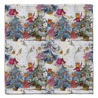 Cats Decorating Tree  Eco-Friendly Washcloth
