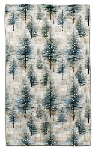 Trees Green w/Falling Snow Eco-Friendly Towel