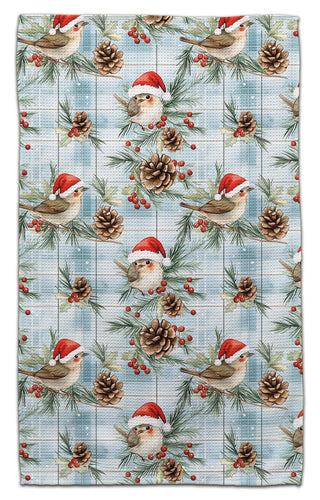 Sparrow w/ Santa Hat Eco-Friendly Towel
