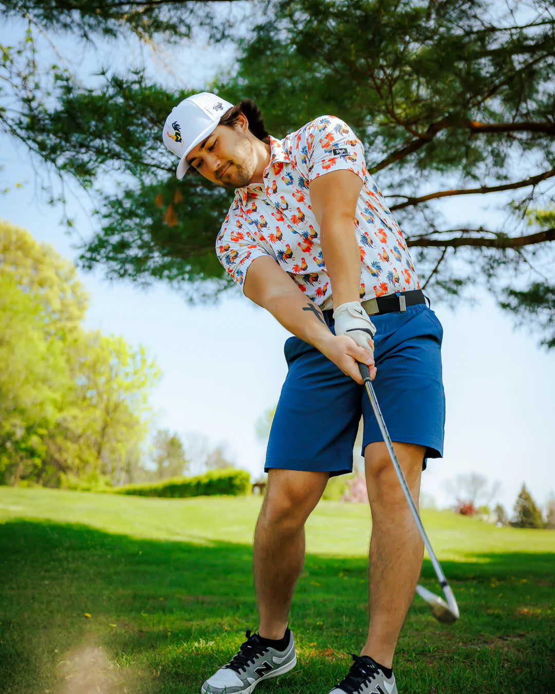 Waggle Cocky Rooster Men's Polo - White