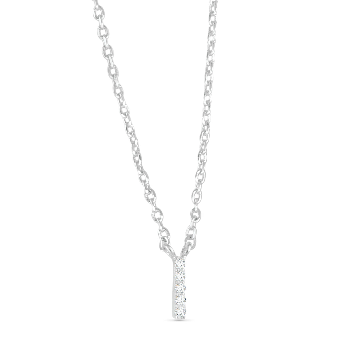 Silver CZ Initial Necklace - I