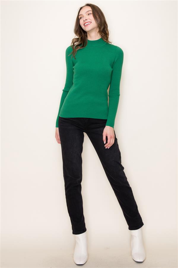 Mock Neck Ribbed Pullover Sweater