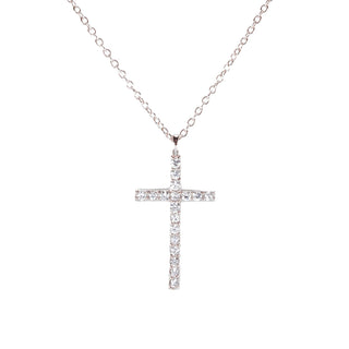 CZ Cross Necklace - Silver