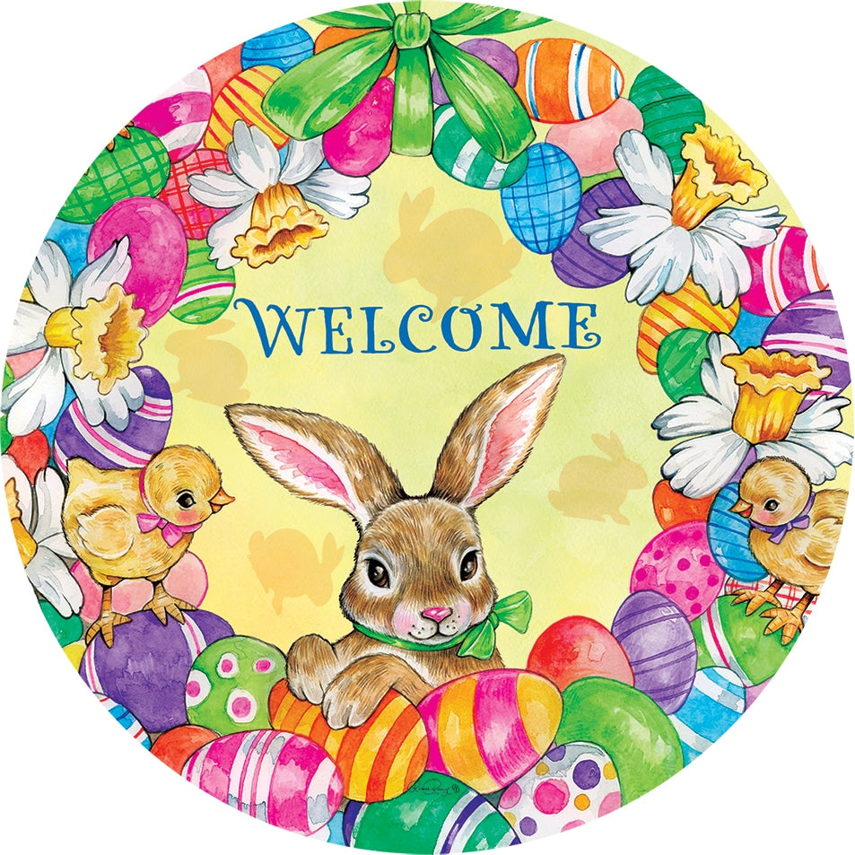 Bunny Wreath 6" Round Accent Magnet