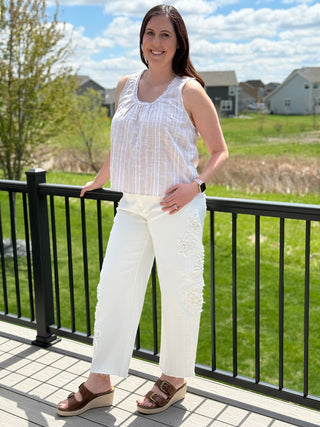 Risen Slouchy Barrel Floral Patch Pants FINAL SALE