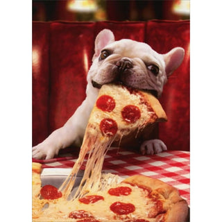Birthday Greeting Card Dog w/ Pizza Slice