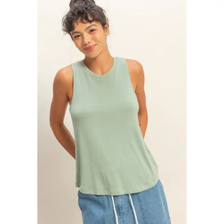 Crew Neck Rayon Tank Top