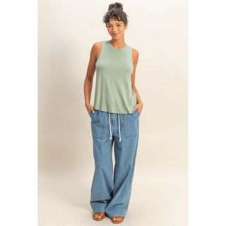 Crew Neck Rayon Tank Top
