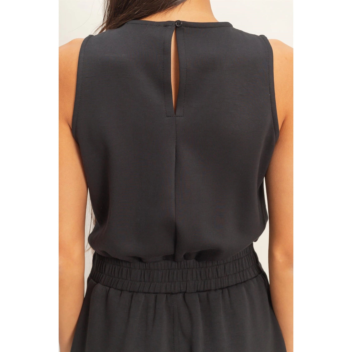 Drawstring Waist Sleeveless Romper