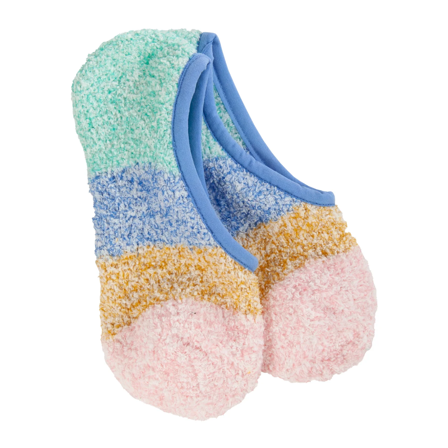 Women's Cozy Colorblock Footsie Sock - Blue Multi