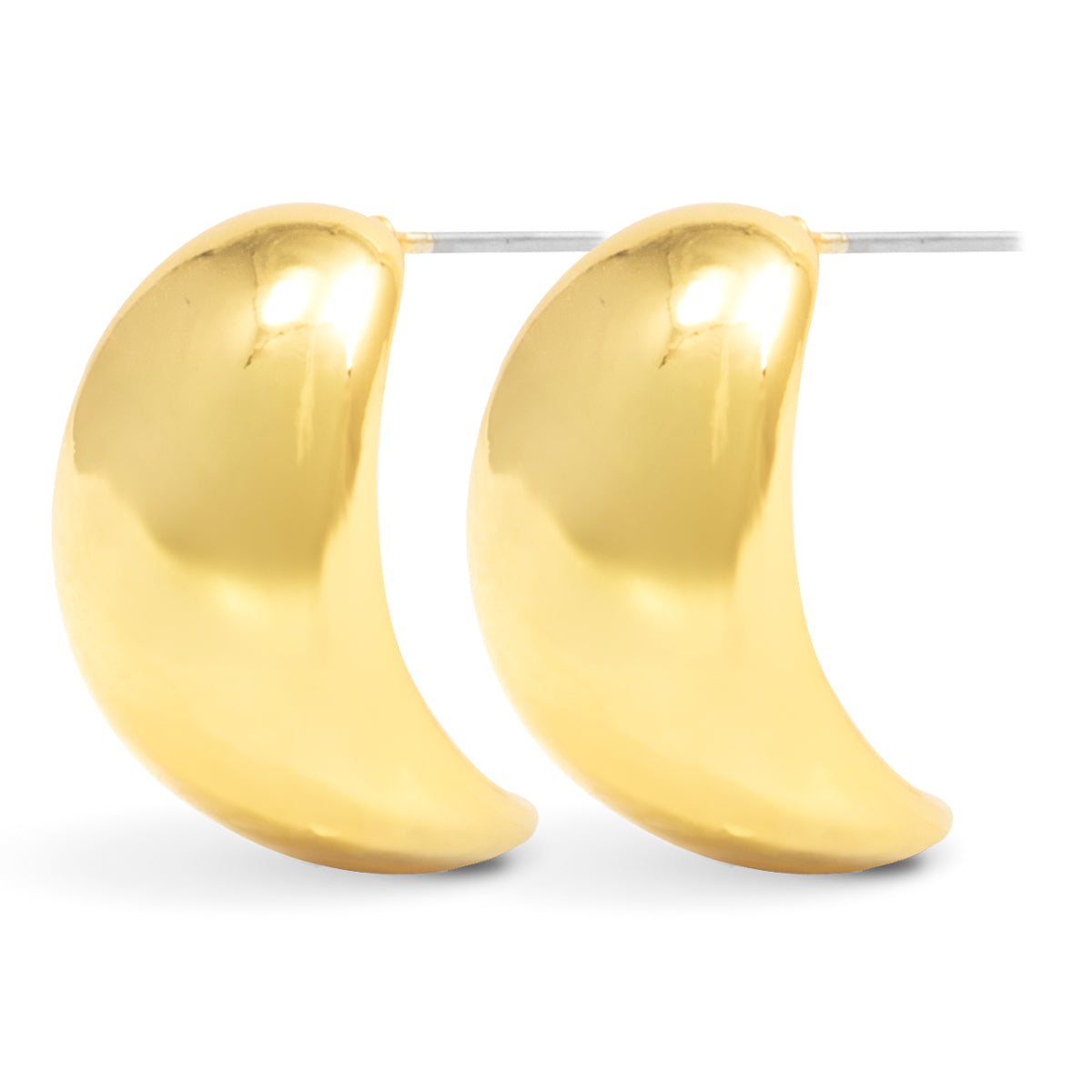Iris Polished Wide Huggie Earrings - Gold